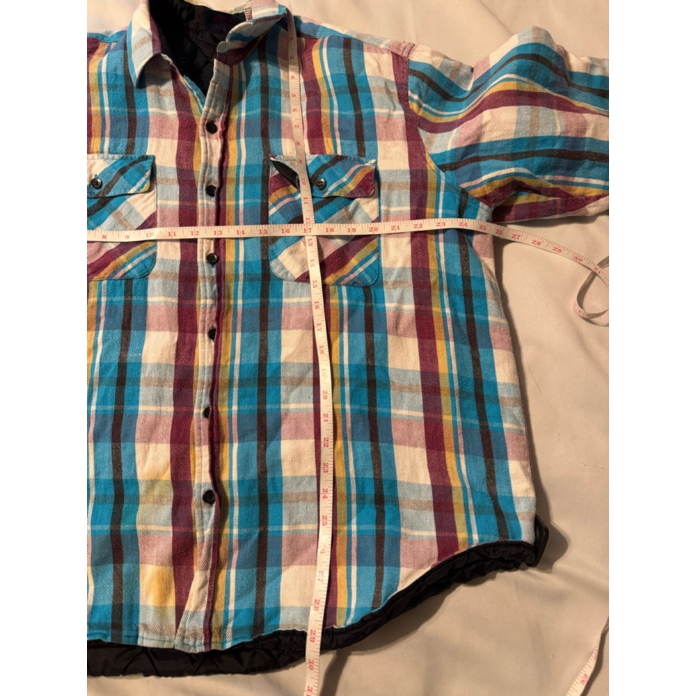 Vintage Dakota Plaid Flannel Shirt Trucker Jacket Size XL Blue Shacket 90s - Picture 4 of 4